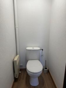 een badkamer met een wit toilet in een stal bij La Maison Douce in Châtillon-sur-Seine +13 foto's