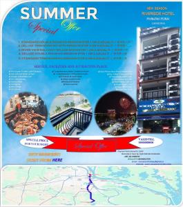 een flyer voor een hotel met vier verschillende gebouwen bij New Season Riverside Hotel in Phnom Penh