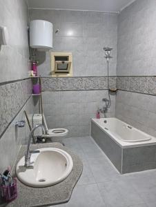 a bathroom with a sink and a tub and a toilet at noreno houseاسوان شياخة تانية طريق السادات in Aswan