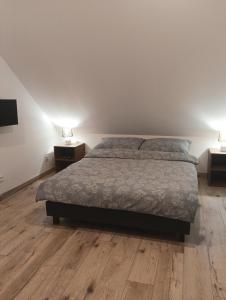 une chambre avec un lit et deux tables de nuit dans l'établissement Letnisko, à Lubawka