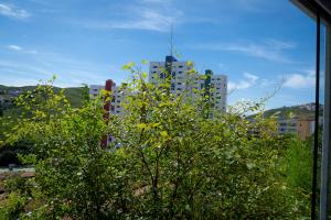 ein Blick auf eine Stadt mit Gebäuden im Hintergrund in der Unterkunft Casa Pet Friendly c 3 Quartos e Garagem no Jardim in Poços de Caldas