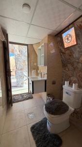 un bagno con un water e un lavandino di Desert Bedouin adventure a Wadi Rum Altre 126 foto