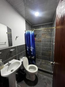 een badkamer met toilet en wastafel bij la terraza in Armenia