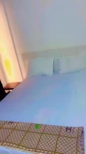 een groot wit bed met 2 kussens in een kamer bij Villa Romaine in Toubab Dialaw