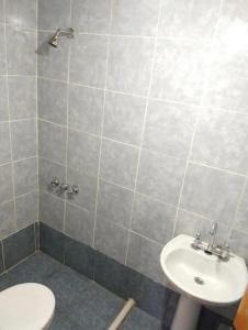 a bathroom with a toilet and a sink at Deptos Eliana in El Bolsón +3 photos