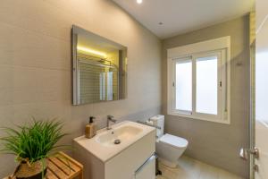 a bathroom with a sink and a toilet and a mirror at Concepcion Suite in Córdoba