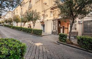 eine Kopfsteinpflasterstraße in einer Stadt mit Gebäuden in der Unterkunft Spàzio apartments Sangiuliano in Catania