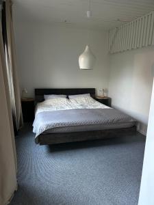 een slaapkamer met een groot bed in een kamer bij Huize Kroezzz in Goor