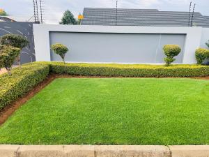 een tuin met groen gras voor een gebouw bij Loreho boutique in Mahikeng +19 foto's