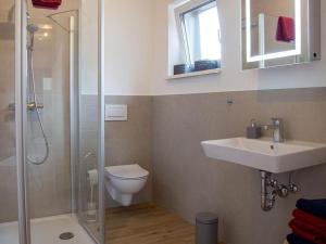 a bathroom with a toilet and a sink and a shower at Apartment im Illertal by Interhome in Altenstadt