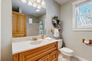 un bagno con lavandino, WC e finestra di Eidelweiss Retreat a Madison Altre 41 foto