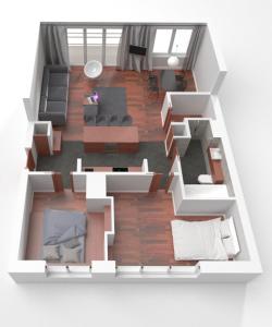 a rendering of a living room with a floor plan at Apartament Lato w Gdyni in Gdynia