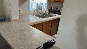 a kitchen with a sink and a counter at O E Liburd Residence in Charlestown