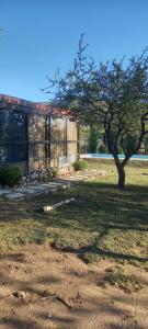 ein Gebäude mit einem Baum in der Mitte eines Feldes in der Unterkunft Lo de Nor - Refugio de Montaña in San Antonio de Arredondo