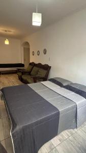 a bedroom with a large bed and a couch at Satya park in Mar del Plata