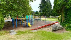 een speeltuin in een park met kleurrijke apparatuur bij Mt Aspiring Home in Wanaka