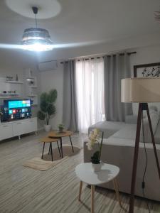 TV a/nebo společenská místnost v ubytování Vollga Promenade Apartments with Full Sea and Old Town View