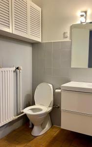 a bathroom with a white toilet and a sink at Villa Hjortekær in Kongens Lyngby