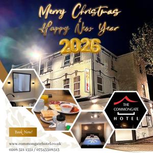 a flyer for a christmas dinner in front of a building at The Commongate Hotels in London