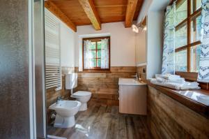 un bagno con un water e un lavandino di Chalet Maison Felix a Pra Neiron
