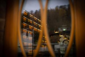 a view of a building through a window at Heimatgleis in Brilon-Wald +29 photos