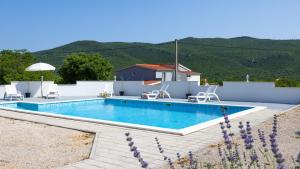 ein Swimmingpool mit Stühlen und ein Haus in der Unterkunft Holiday home Neda by Villas Guide in Primorski Dolac