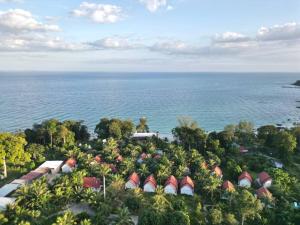 an aerial view of a resort by the ocean at Romny cozy bay Resort in Koh Rong Sanloem +64 photos