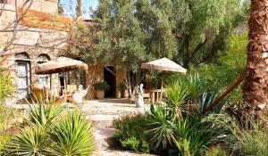 a house with trees and umbrellas in a garden at Riad chama in Taroudant