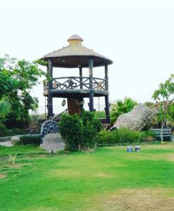 a gazebo in the middle of a grass field at Pragya Farmhouse in Jodhpur