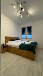 Giường trong phòng chung tại Tabago Studio 42 Oława Iwaszkiewicza