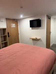a room with a bed and a flat screen tv at Le Touring in Isola