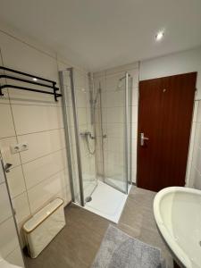 Phòng tắm tại Ferienwohnung Krautfassblick