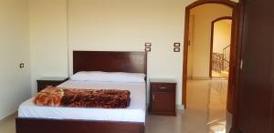 a bedroom with a bed with a blanket on it at El BOB HOUSE in Luxor