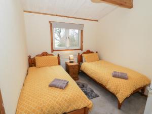 a bedroom with two beds and a window at Elm Lodge in Rugeley