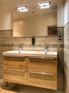 斯特拉斯堡Loft - L'esquisse - Centre的浴室里有洗手池和镜子 更多16张照片