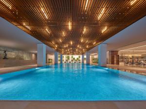 北京的住宿－諾金酒店，一座带天花板的大型游泳池