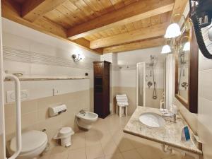 a bathroom with a toilet and a sink at Hotel L' Aiglon in Champoluc +54 photos
