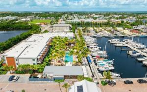 an aerial view of a marina with boats at Casa Azul Experience at The Perry in Key West