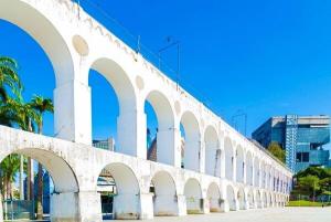a large white bridge with arches on top of it at Studio Lapa in Rio de Janeiro
