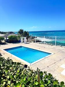 a swimming pool on the beach next to the ocean at Winter Haven Inn in Clarence Town