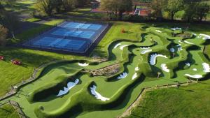 an overhead view of a golf course at Mad Swans in The Mendips in Farrington Gurney