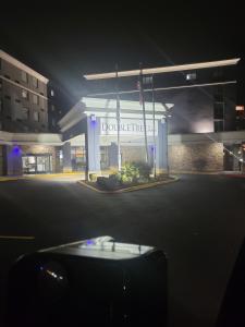 a do not enter sign in front of a gas station at DoubleTree by Hilton Salisbury in Salisbury