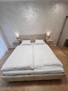 En eller flere senge i et værelse på Spa Apartman