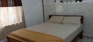 a bed with two pillows on it in a room at AI cube Homes in Pīrmed