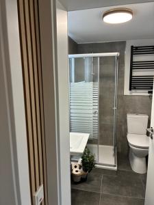 Koupelna v ubytování FeWo - EG Apartment Mosel- & Weinquartier, Terrasse, Parkplatz, moderne Küche bis 4 Personen + 33 fotografií