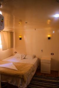 a bedroom with two beds and a window at Floating Hotel- Happy Nile Boat in Luxor