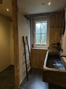 a bathroom with a ladder next to a bath tub at Tante Hanna in Winterberg +39 photos