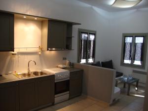 a kitchen with a sink and a stove at Anima Apartments in Chora Folegandros