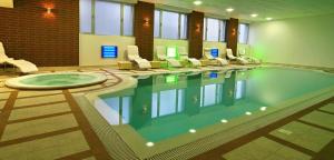 a large swimming pool in a hotel room at Astor Wellness apartman in Belgrade