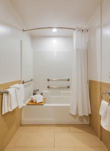 een badkamer met een bad en een douche bij Ayres Hotel & Spa Moreno Valley/Riverside in Moreno Valley